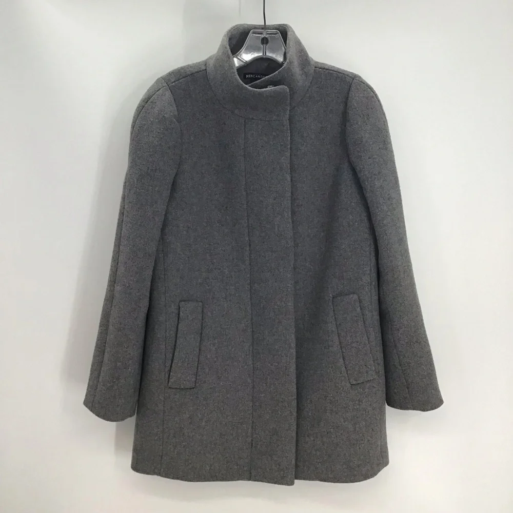 J Crew Mercantile Wool Blend Cit Coat Mid-Length Zip-Up Coat Heather Gray Size 2